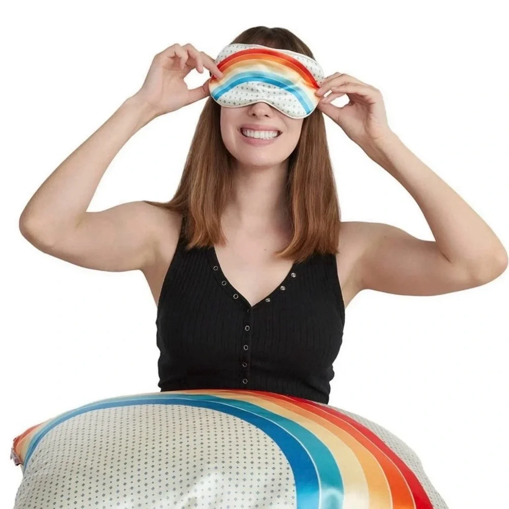 NIB Stranger Things X Kitsch Rainbow Room Pillowcase + Eye Mask 2pc‎ Set